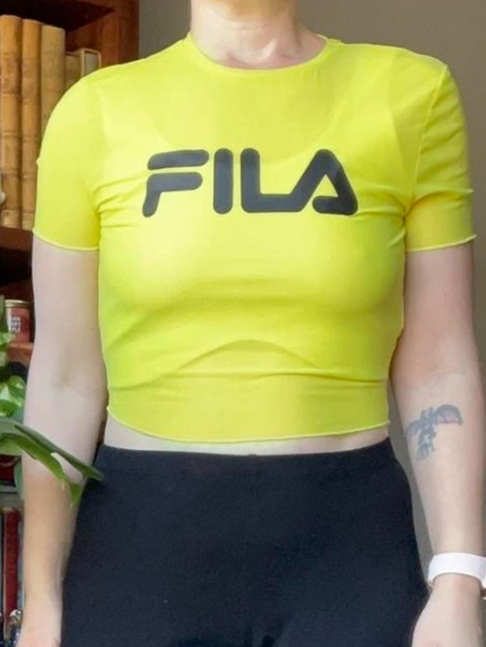 Fila Neon Yellow Mesh Crop Top - Picture 5 of 6